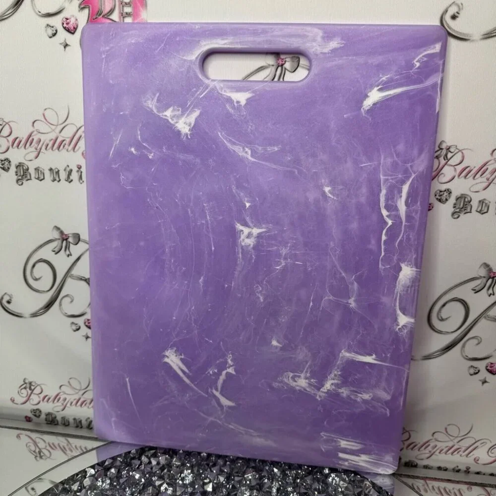 Marble swirl cutting board purple white plastic decor kitchen crystal geode look